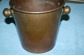 Vintage Heavy Copper Ice Bucket With Brass Handles Champagne Wine Cooler.
