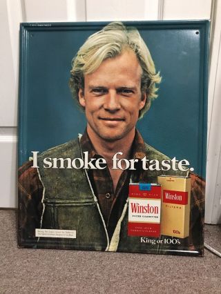 Vintage Winston Cigarettes Advertising 1977 R.  J.  Reynold Embossed Tin Sign
