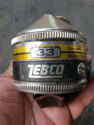 Vintage Zebco 33 Spincast Reel With Metal Foot