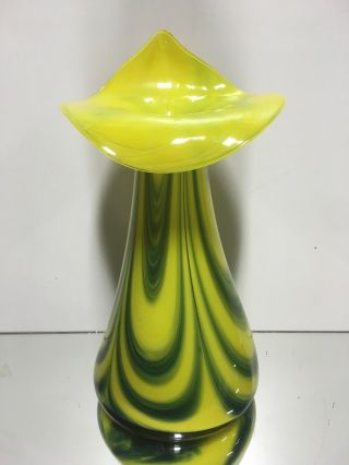 Vtg Murano Style Jack In The Pulpit Hand Blown Art Glass Vase 12.  5 " Tall