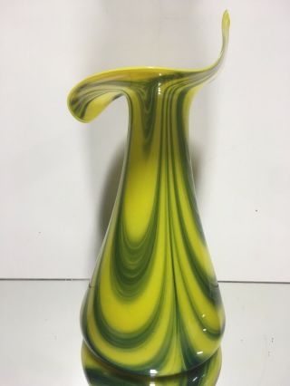 VTG MURANO STYLE JACK IN THE PULPIT HAND BLOWN ART GLASS VASE 12.  5 