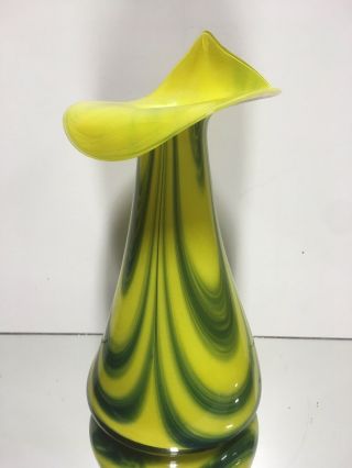 VTG MURANO STYLE JACK IN THE PULPIT HAND BLOWN ART GLASS VASE 12.  5 