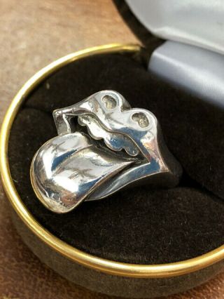 Vintage Sterling Silver Rolling Stones Tongue Out Ring Sz 8.  5