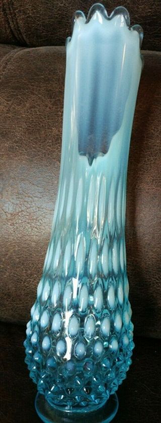 Vintage Fenton Hobnail Blue Opalescent Swung Vase