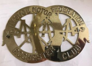 Vintage 1917 License Plate Topper Ny State Motor Federation Rochester Club Aaa