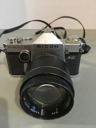 Vintage Ricoh Singlex Tls 35mm Slr Camera W/ Samar Auto 135mm F/2.  5 Lens