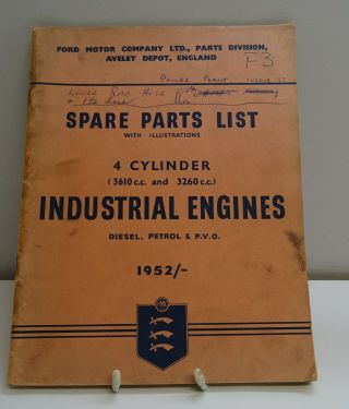 Vintage Ford Spare Parts List Industrial Engines 1952 With Illustrations