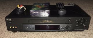 Sony Slv - N71 Vcr 4 - Head Vcr Vhs Player Hifi With Remote And Av Cables Near