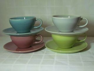 Vintage Mcm Harmony House Symphony Cups/saucers Set Of 4 - All 4 Colors