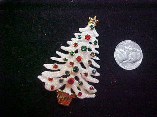 Vintage Eisenberg Ice Crystal Rhinestone Christmas Tree Brooch