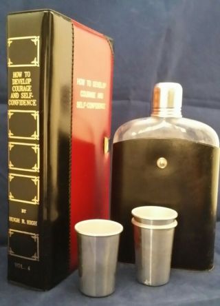 Vintage 1968 Hidden Flask Set Book How To Develop Courage And Self - Confidence 2