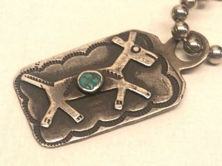 Vintage Silver & Turquoise Navajo Native American Indian Unsigned Horse Pendant