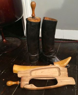 Vintage Maxwell London old Boot Shoe Trees & Boots Riding Equestrian 1900’s 7
