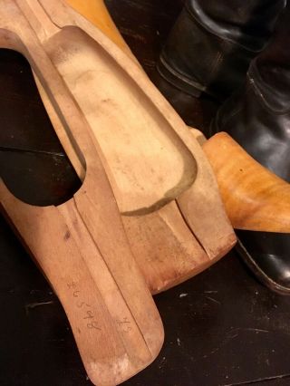 Vintage Maxwell London old Boot Shoe Trees & Boots Riding Equestrian 1900’s 8