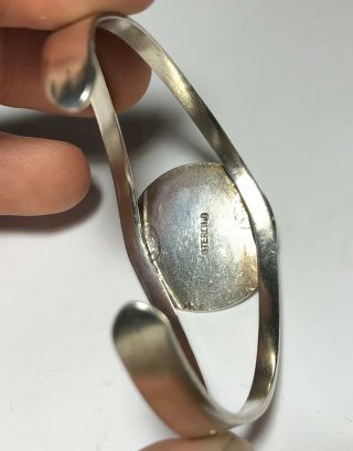 Vintage Sterling Silver 925 Abalone Rainbow Cuff Bangle Bracelet 2