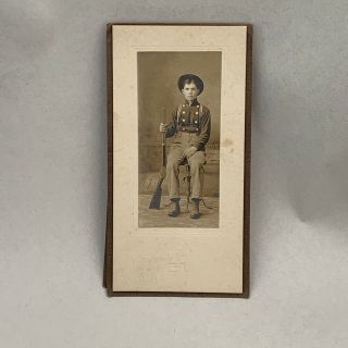 Vintage Pre Wwii Photo Of Young Boy Man With Rifle