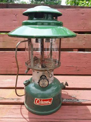 Vintage 11 - 68 Coleman Model 220e - Sunshine Of The Night - Green Big Hat Lantern