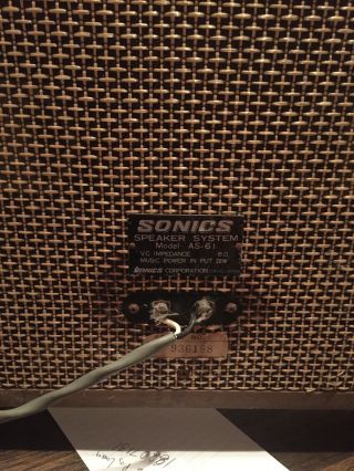 Vintage Sonics Speaker System Model AS - 61 20w 8