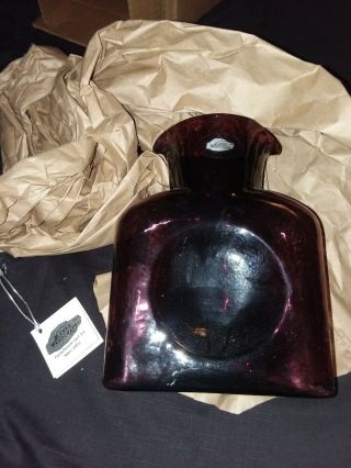 Blenko Glass Amethyst/purple Vase With Tag Vintage (handmade)