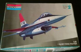 Vintage 1981 Monogram F - 16 Fighter Plane Model Kit 5401