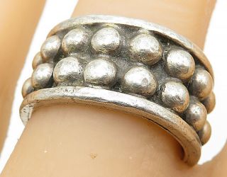 Mexico 925 Sterling Silver - Vintage Ball Beaded 2 Row Band Ring Sz 8 - R8268