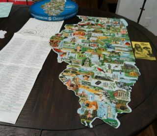 Vintage 1969 Springbok Jigsaw Puzzle Map In Shape Of Illinois Complete