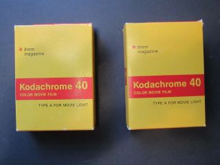 2 Boxes Kodachrome 40 Movie Film Type A Double 8mm 25 Ft.  Kma460