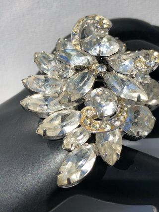 Sparkly Vintage Signed Weiss Clear Rhinestone Large Spray Brooch Pin