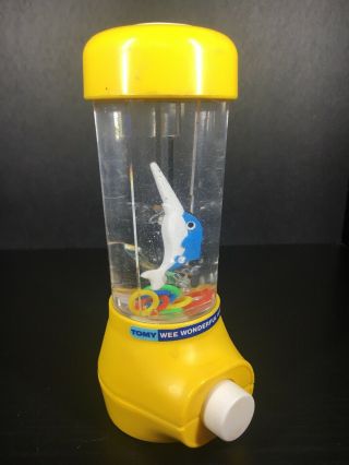 Vintage 1970s Tomy Wee Wonderful Waterful Swordfish Yellow Toy Water Game