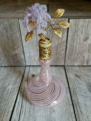 70 Vintage Murano Art Glass Ribbon Perfume Bottle