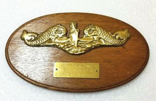 Vintage Us Navy Submarine Service Brass Dolphin Plaque,  Uss Fulton As - 11 Tender