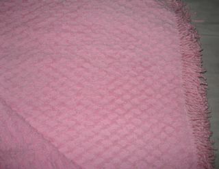 Vintage Pink Cotton Chenille Twin Bedspread Cutter For Repair Or Crafts,  Etc.