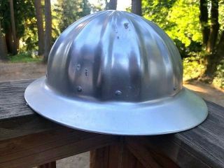 Vintage Aluminum Hard Hat Silver - Superlite Fibre - Metal,