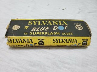 Vintage Box Of Sylvania Blue Dot 12 Superflash Flash Bulbs Press 25 P25 4