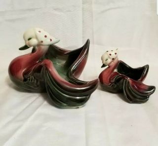 Vintage Hull Pottery Swan Planter Vase 75 Duck Goose Bird Bandana Red Maroon