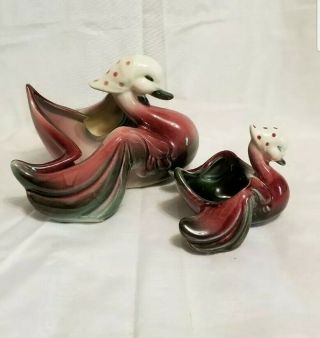 Vintage Hull Pottery Swan Planter Vase 75 Duck Goose Bird Bandana Red Maroon 3