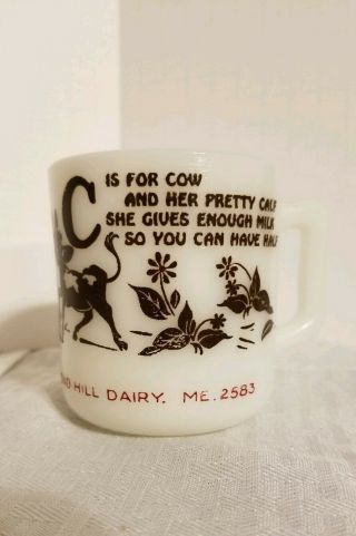 Vintage Advertising Coffee Mug C Is For Cow Bond Hill Dairy Maine Gh Berling Inc