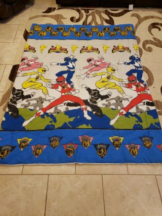 Vintage 1994 Mighty Morphin Power Rangers Twin Size Comforter Blanket 84x62