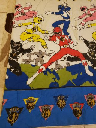 VINTAGE 1994 Mighty Morphin Power Rangers Twin Size Comforter Blanket 84x62 2