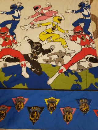 VINTAGE 1994 Mighty Morphin Power Rangers Twin Size Comforter Blanket 84x62 3