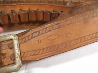 Vintage George Lawrence 11 38 Weave Pattern 30 Ammo Leather Belt - Df