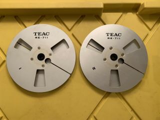 Vintage Pair Teac Re - 711 7” Metal Reel For 1/4” Reel To Reel Tape