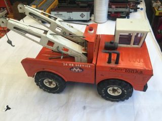 Vintage Mighty - Tonka Aa Wrecker Tow Truck Xmb - 975 1973 Orange Aa 24 Hr Service