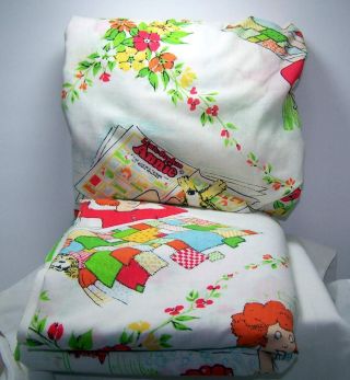 Vintage Little Orphan Annie Twin Size Flat and Fitted Sheet Set 1980 ' s 4