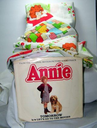 Vintage Little Orphan Annie Twin Size Flat and Fitted Sheet Set 1980 ' s 5