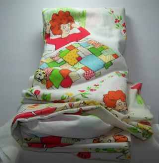 Vintage Little Orphan Annie Twin Size Flat and Fitted Sheet Set 1980 ' s 6