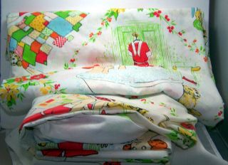 Vintage Little Orphan Annie Twin Size Flat and Fitted Sheet Set 1980 ' s 8