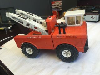 Vintage Mighty - Tonka Aa Wrecker Tow Truck Orange Aa 24 Hr Service