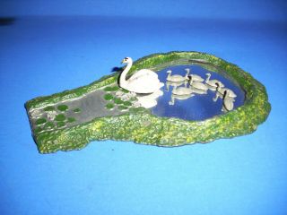 Vintage Lead Johillco Pond And Swans