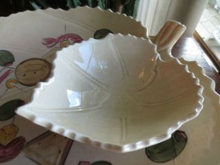 Vintage Pottery leaf Shaped Shellfish Serving Dish or Chip and Dip USA 3